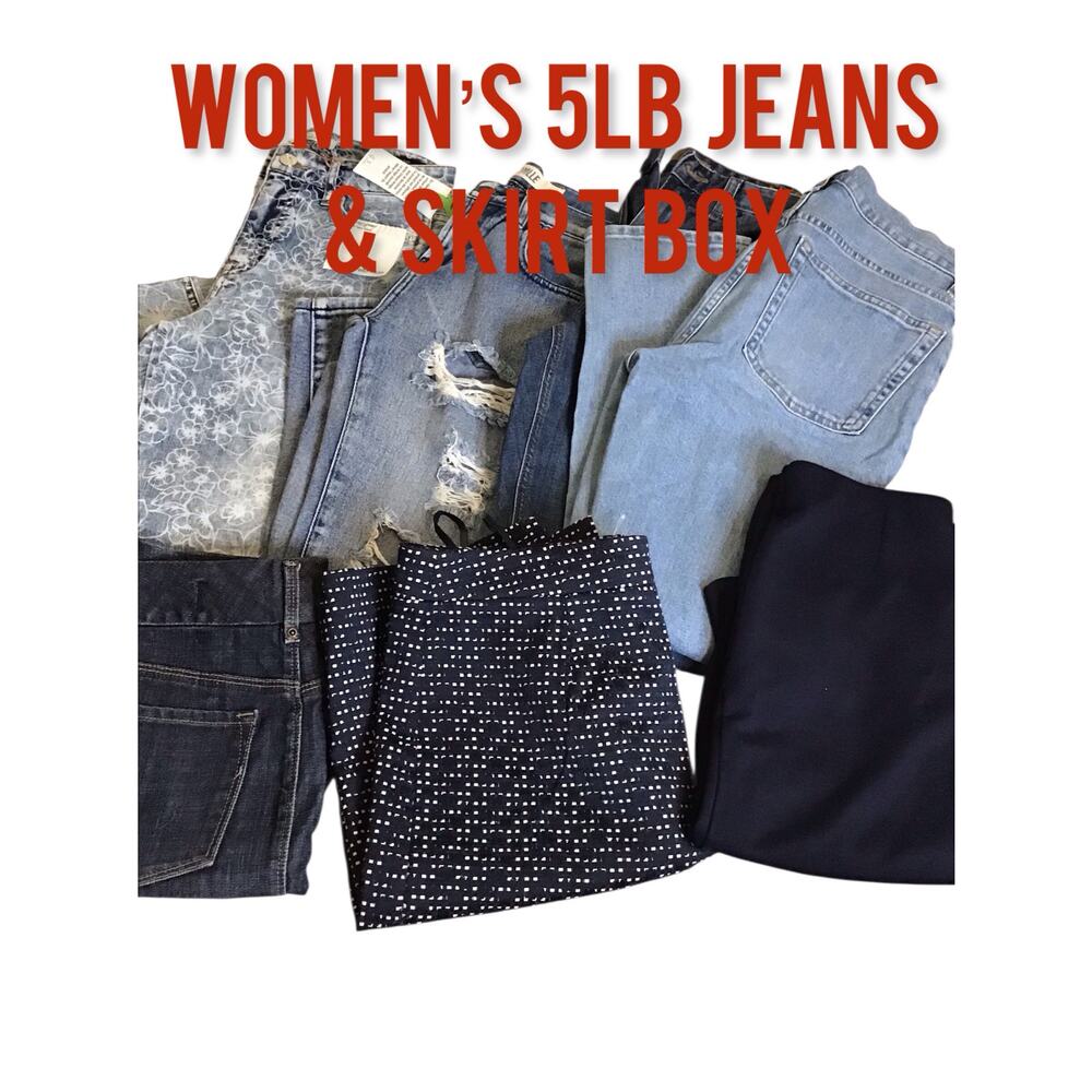 Women’s 5lb Jeans & skirt  Box Various Brands  Sz. 0-2/ XS NWT-EUC 7 pieces